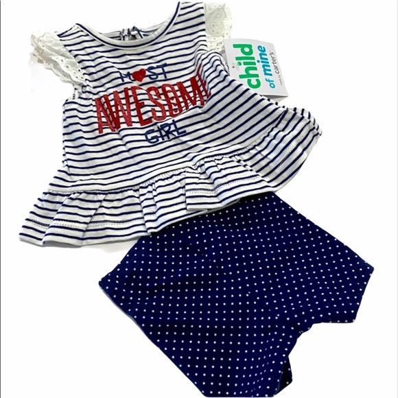 Carter's Other - Most Awesome Girl Patriotic 2pc newborn set NWT